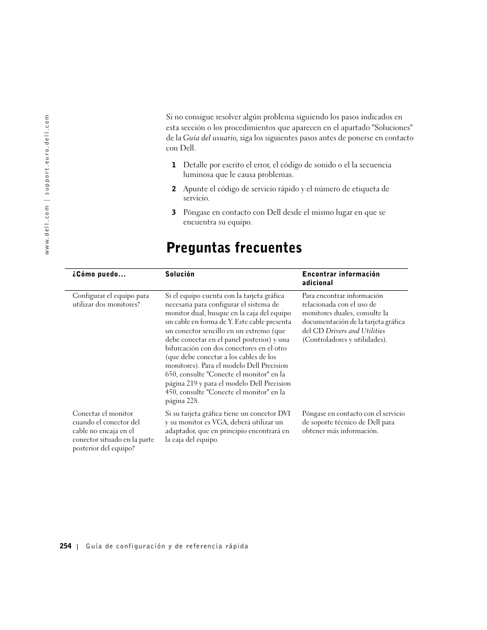Preguntas frecuentes | Dell Precision 650 User Manual | Page 254 / 260