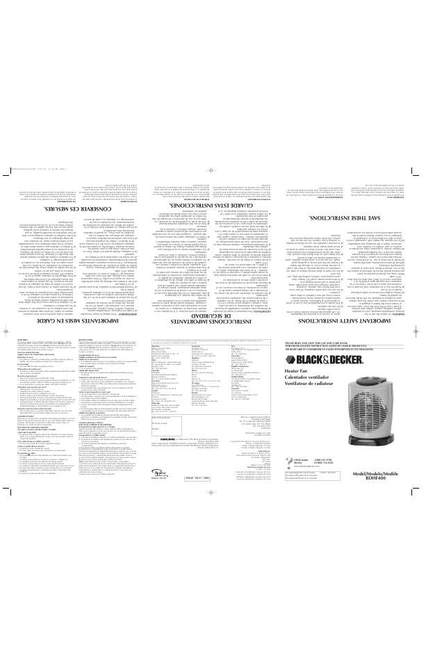 Guarde estas instrucciones, Save these instructions | Black & Decker BDHF400 User Manual | Page 2 / 2