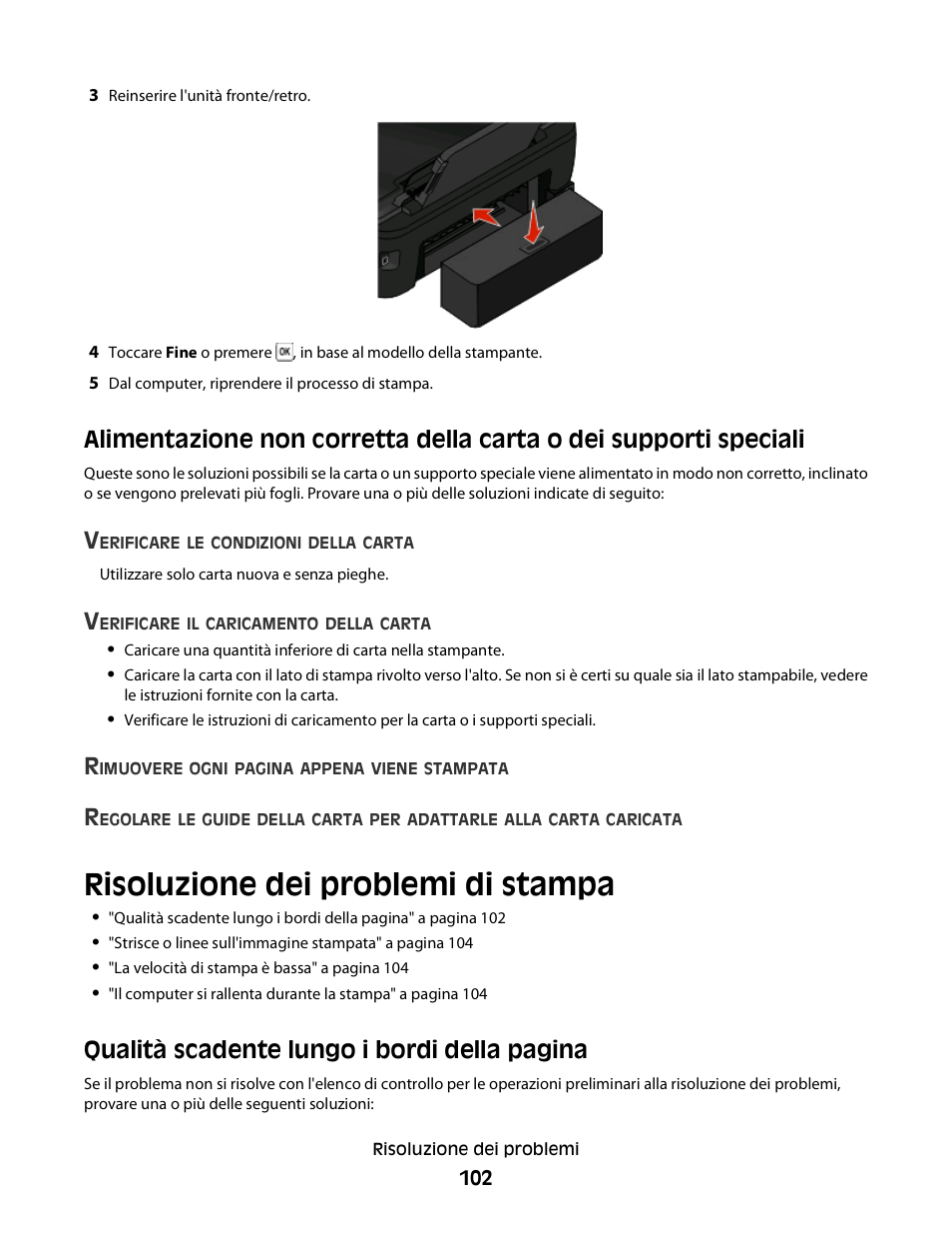 Risoluzione dei problemi di stampa, Qualità scadente lungo i bordi della pagina | Dell V313w All In One Wireless Inkjet Printer User Manual | Page 102 / 140