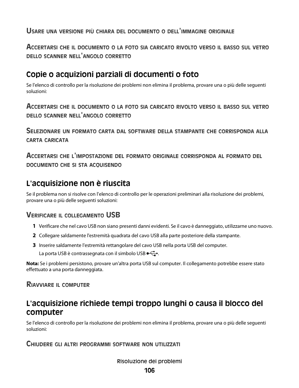 Copie o acquizioni parziali di documenti o foto, L'acquisizione non è riuscita | Dell V313w All In One Wireless Inkjet Printer User Manual | Page 106 / 140