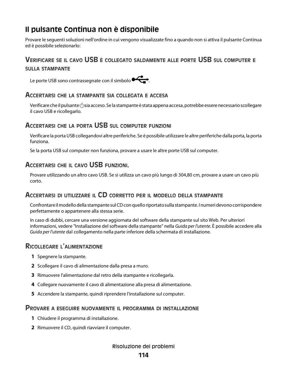 Il pulsante continua non è disponibile | Dell V313w All In One Wireless Inkjet Printer User Manual | Page 114 / 140