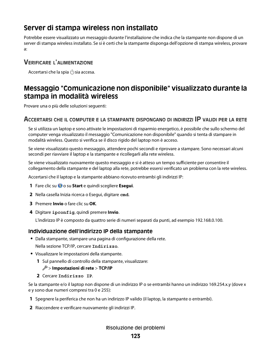 Server di stampa wireless non installato | Dell V313w All In One Wireless Inkjet Printer User Manual | Page 123 / 140
