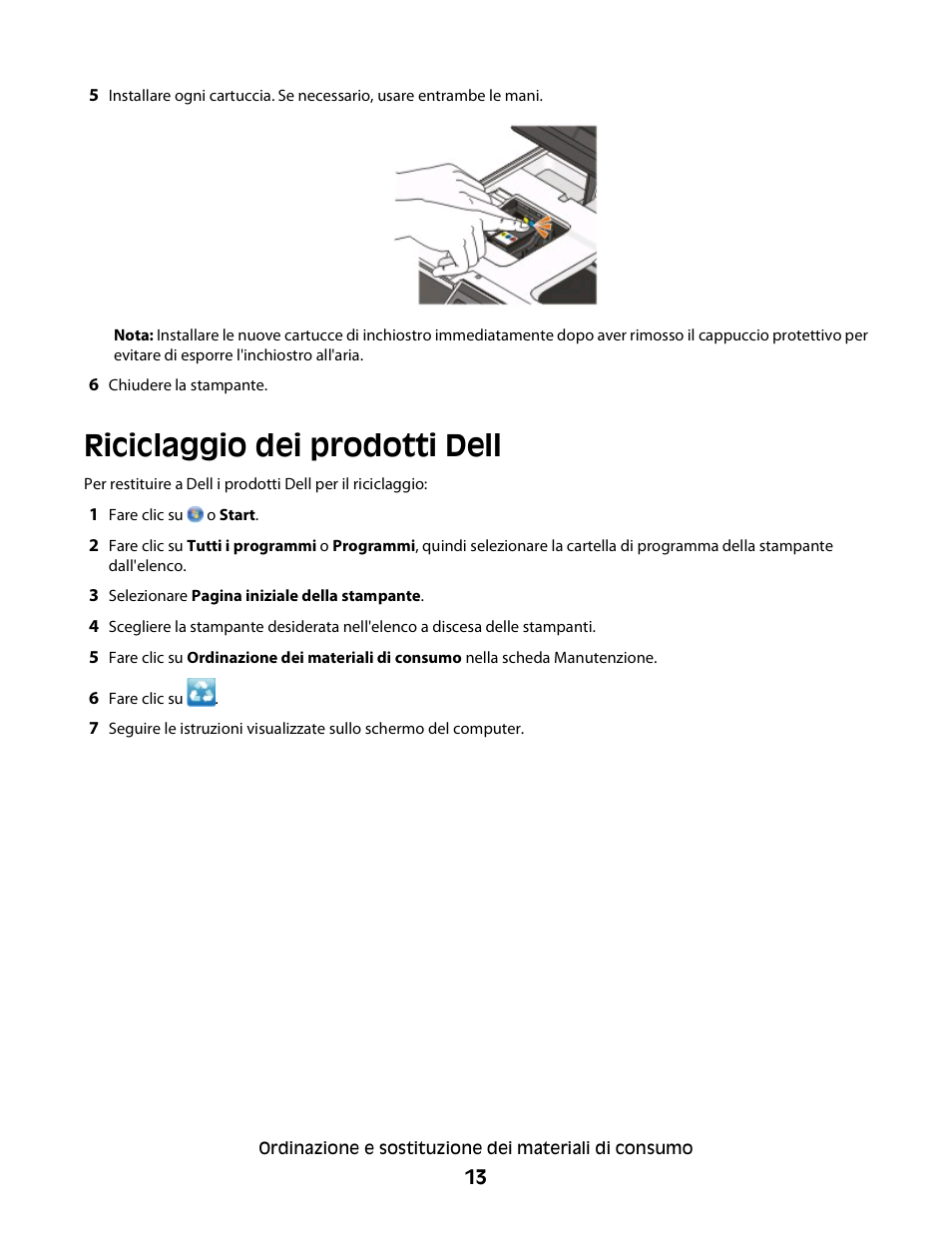 Riciclaggio dei prodotti dell | Dell V313w All In One Wireless Inkjet Printer User Manual | Page 13 / 140