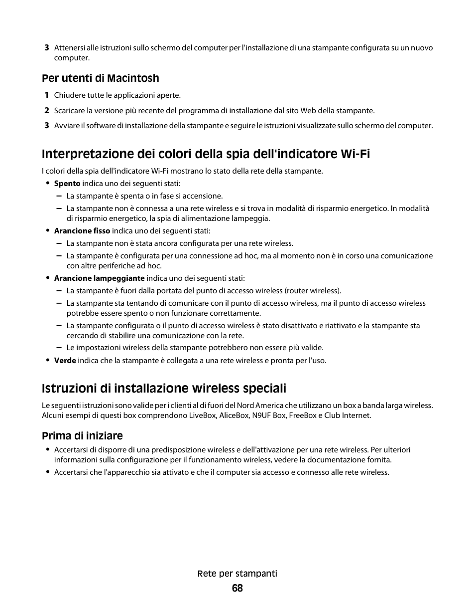 Istruzioni di installazione wireless speciali | Dell V313w All In One Wireless Inkjet Printer User Manual | Page 68 / 140