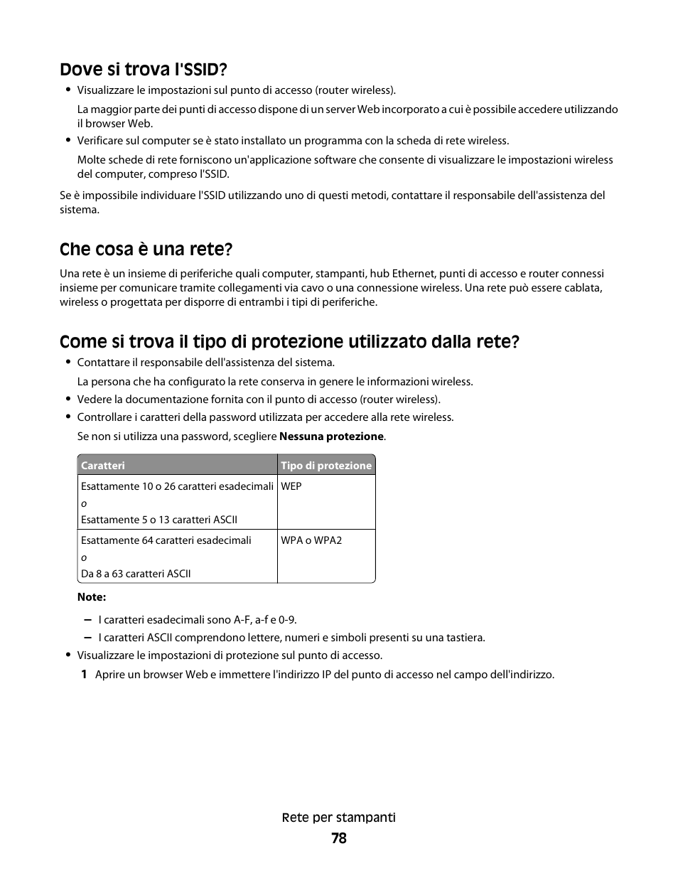 Dove si trova l'ssid, Che cosa è una rete | Dell V313w All In One Wireless Inkjet Printer User Manual | Page 78 / 140