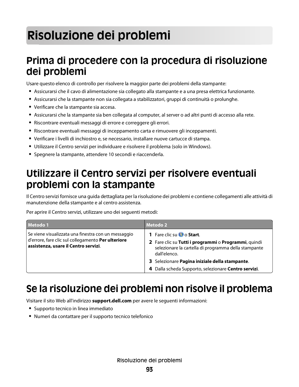 Risoluzione dei problemi | Dell V313w All In One Wireless Inkjet Printer User Manual | Page 93 / 140