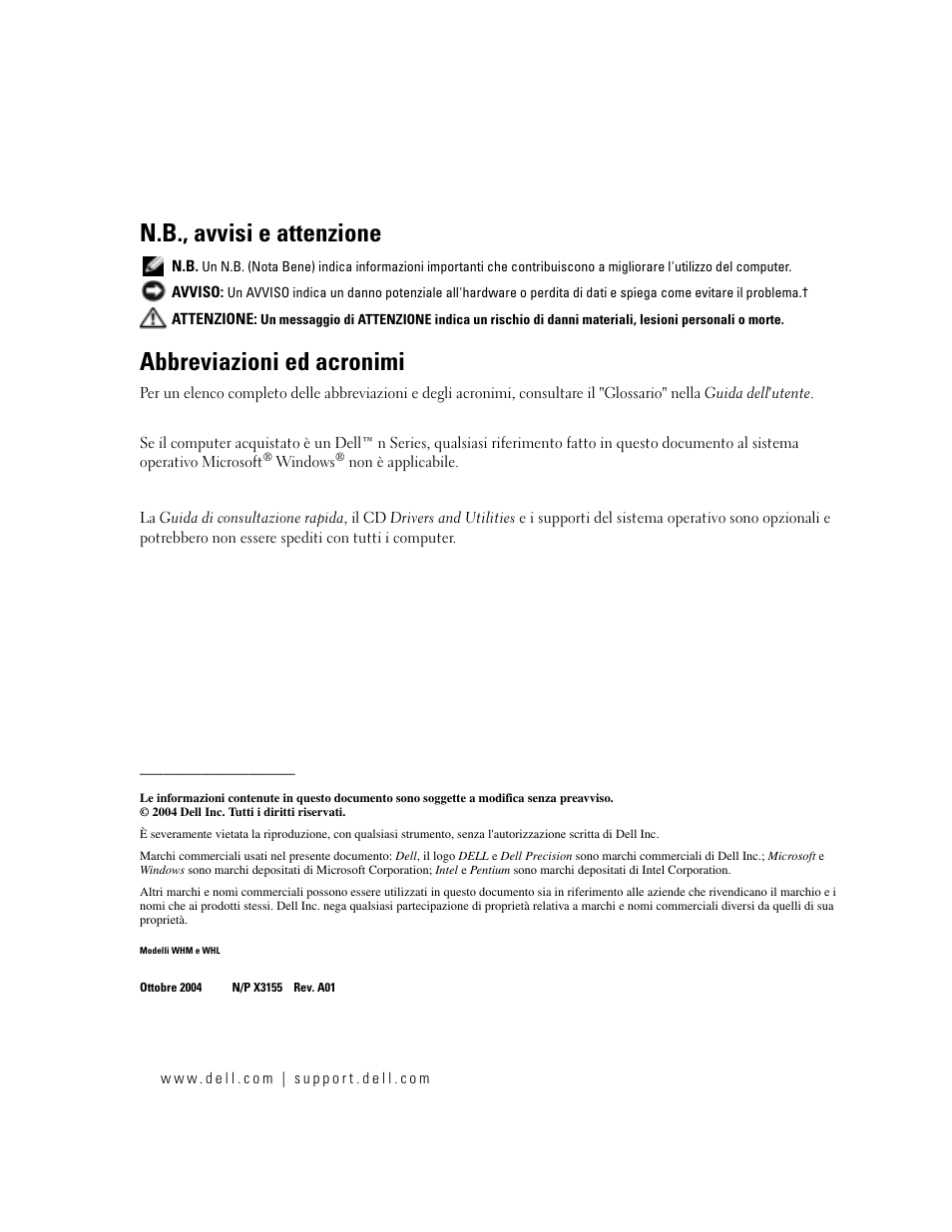 N.b., avvisi e attenzione, Abbreviazioni ed acronimi | Dell Precision 470 User Manual | Page 128 / 210