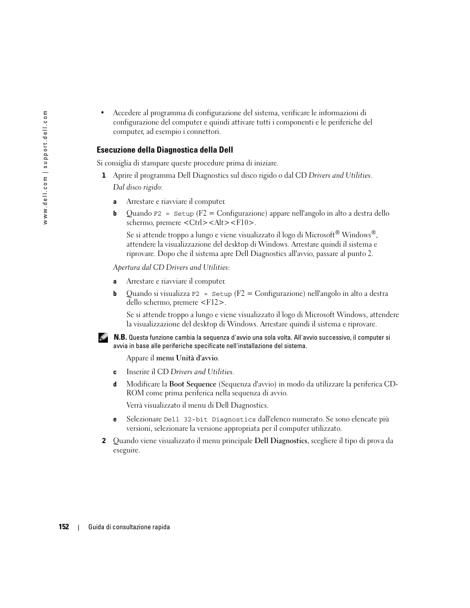 Esecuzione della diagnostica della dell | Dell Precision 470 User Manual | Page 152 / 210
