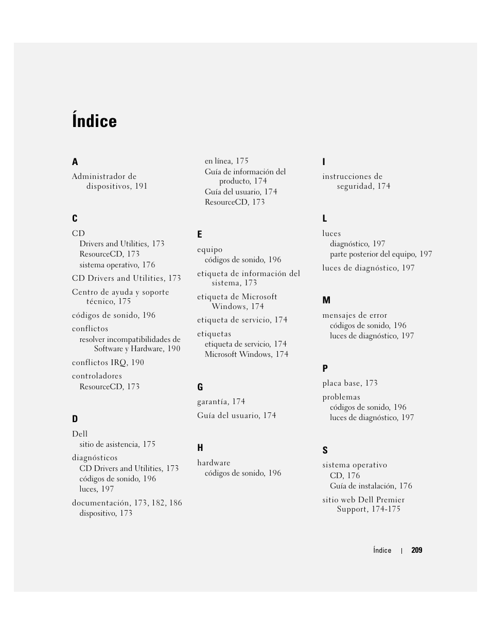 Índice | Dell Precision 470 User Manual | Page 209 / 210