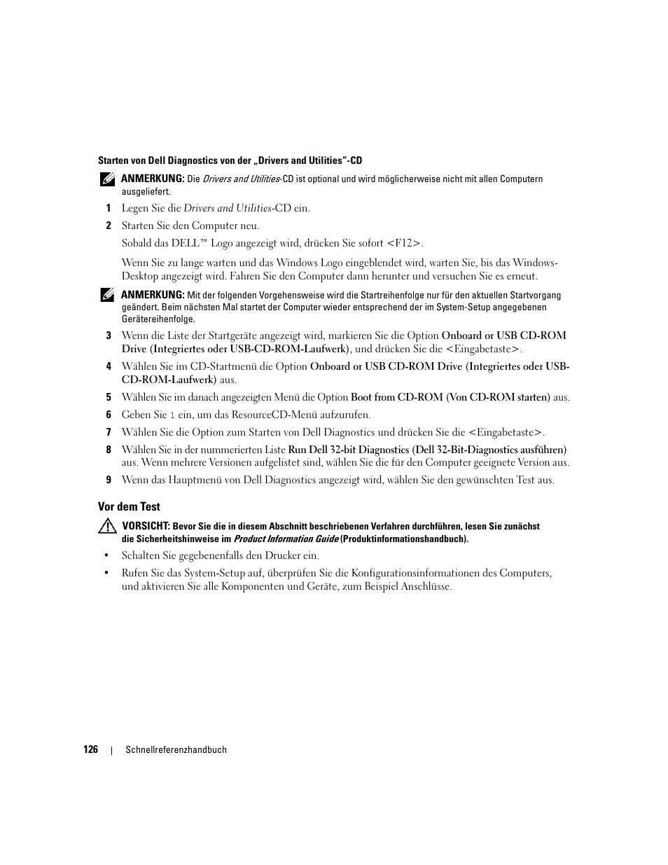 Vor dem test | Dell Precision 690 User Manual | Page 126 / 234