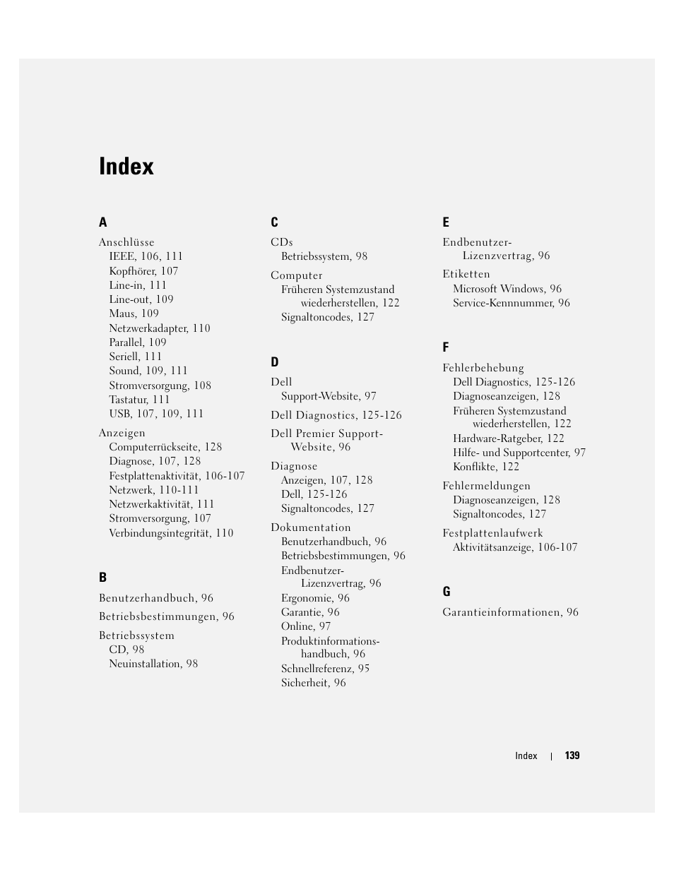 Index | Dell Precision 690 User Manual | Page 139 / 234