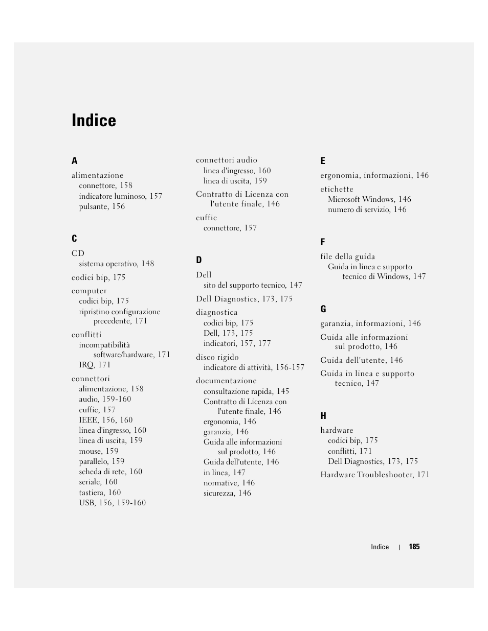 Indice | Dell Precision 690 User Manual | Page 185 / 234