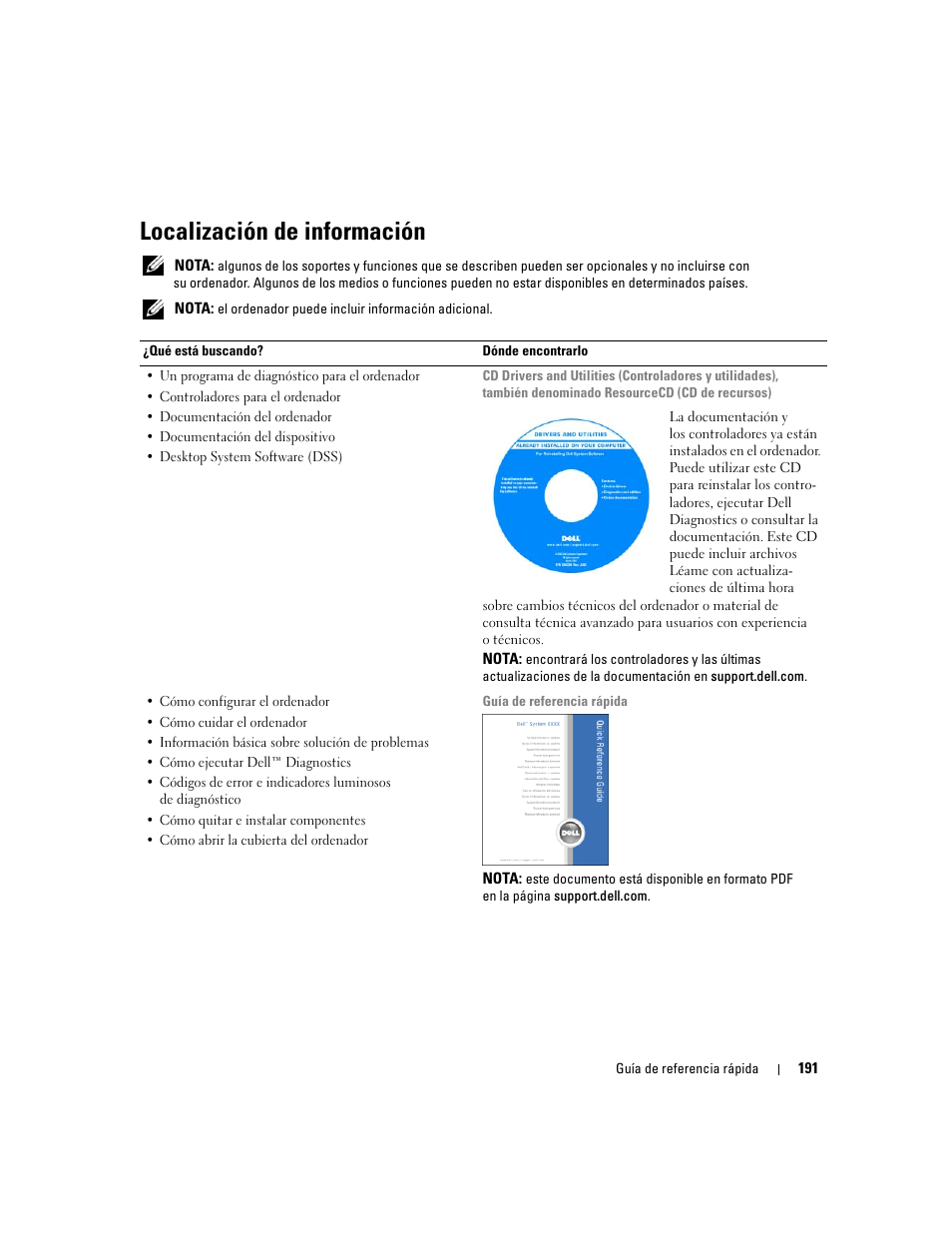 Localización de información | Dell Precision 690 User Manual | Page 191 / 234