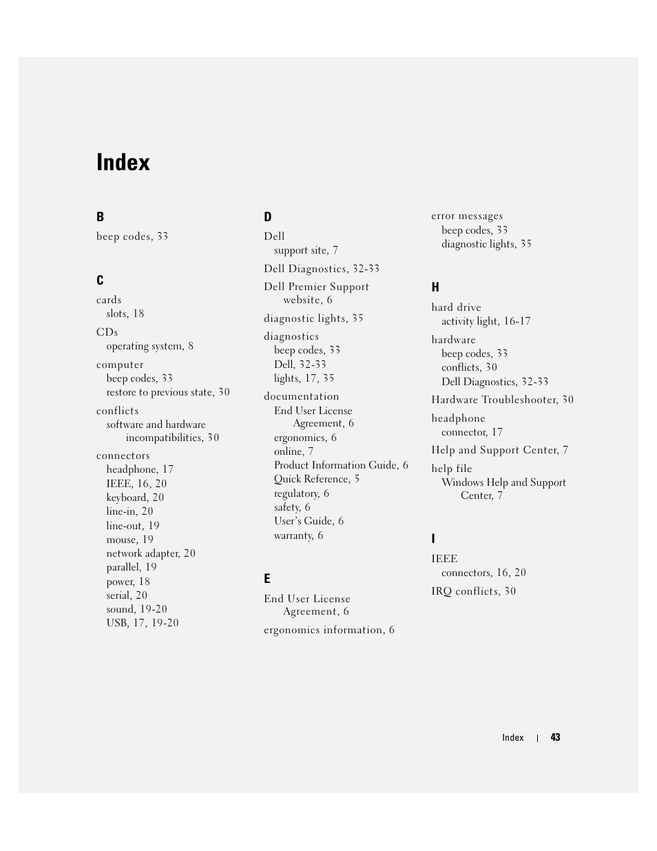 Index | Dell Precision 690 User Manual | Page 43 / 234