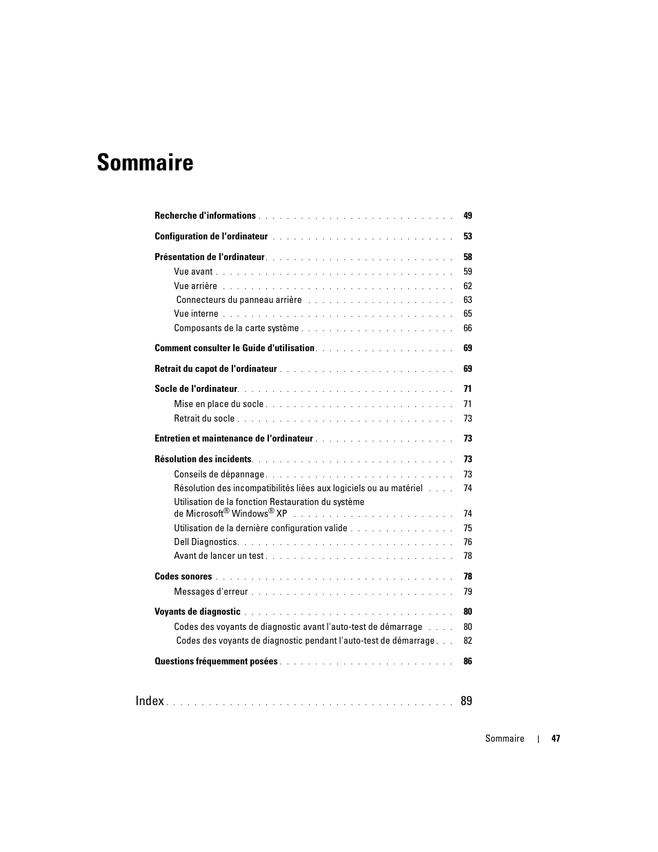 Sommaire, Index | Dell Precision 690 User Manual | Page 47 / 234