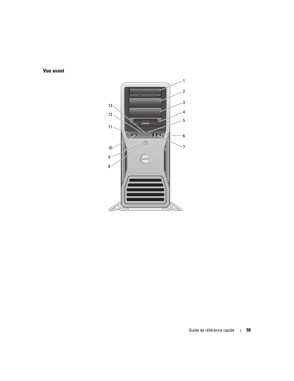 Vue avant | Dell Precision 690 User Manual | Page 59 / 234