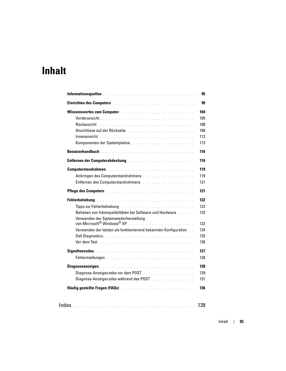 Inhalt, Index | Dell Precision 690 User Manual | Page 93 / 234