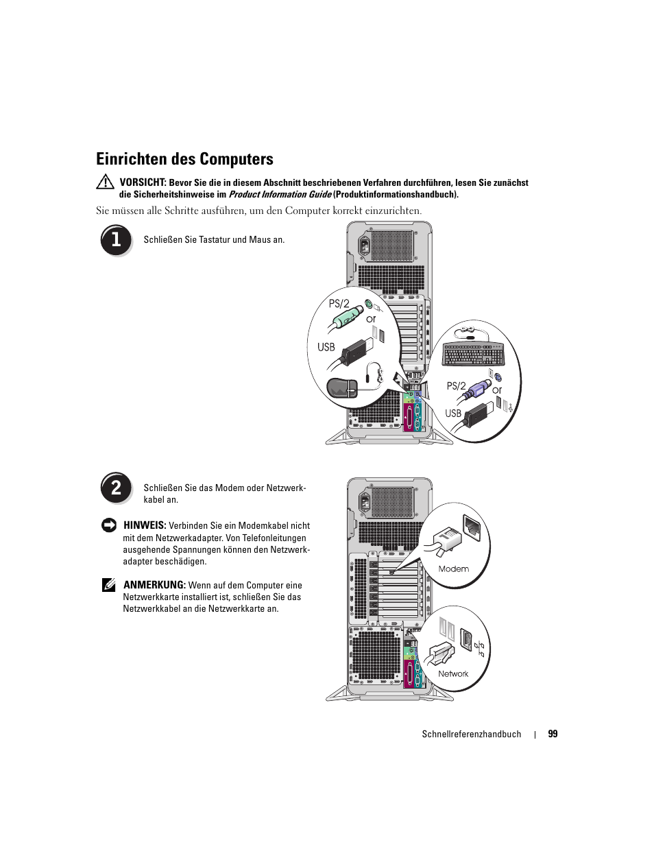 Einrichten des computers | Dell Precision 690 User Manual | Page 99 / 234