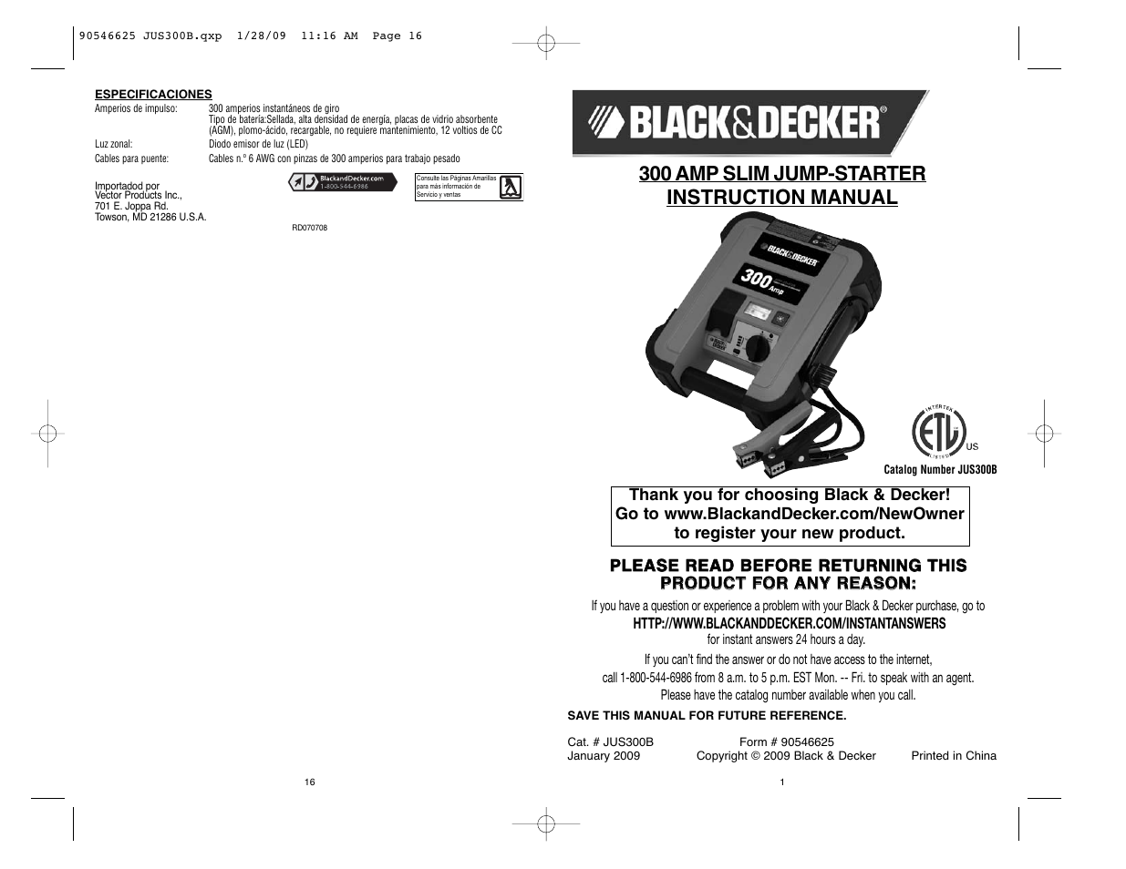 Black & Decker 90546625 User Manual | 8 pages