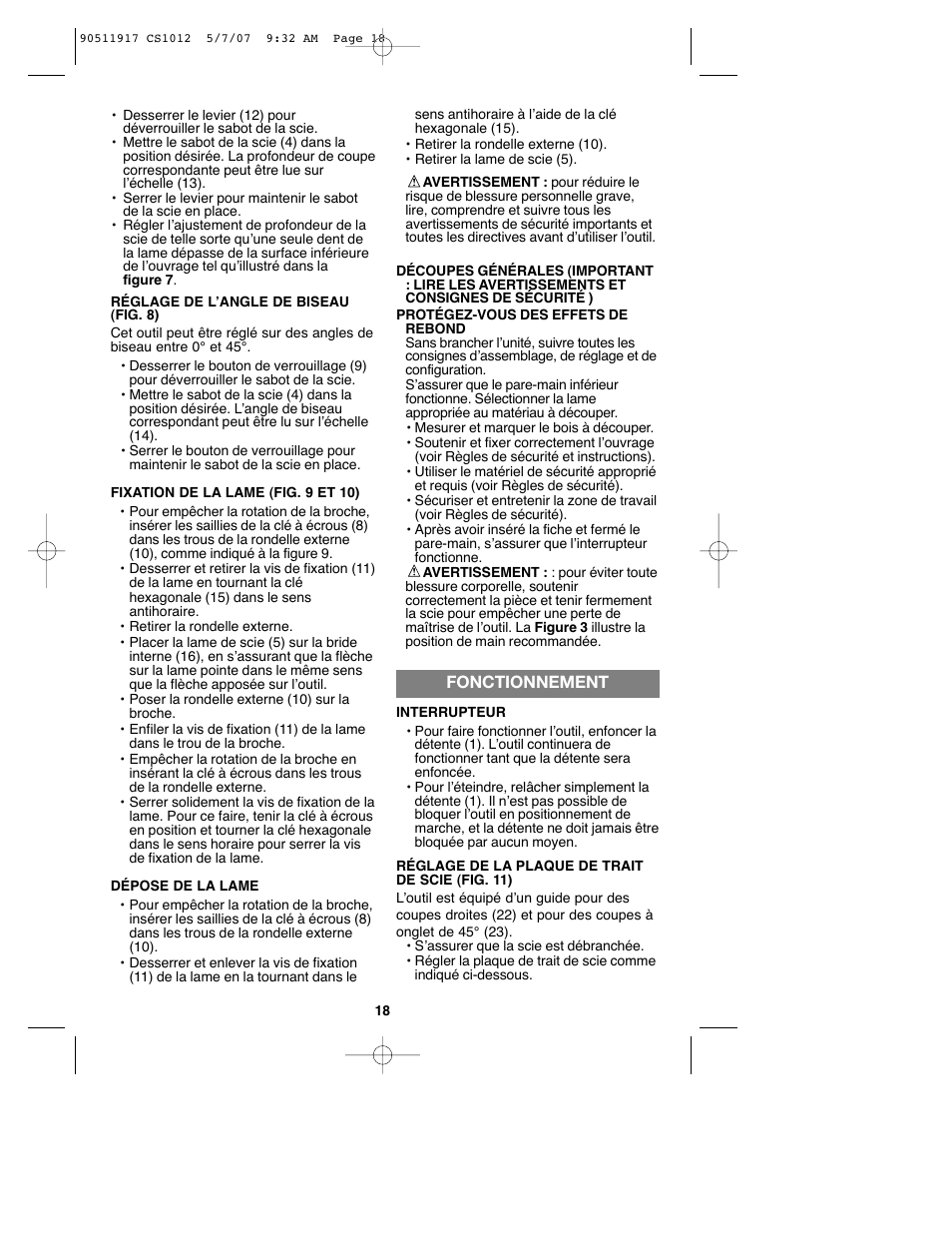 Black & Decker CS1012 User Manual | Page 18 / 32