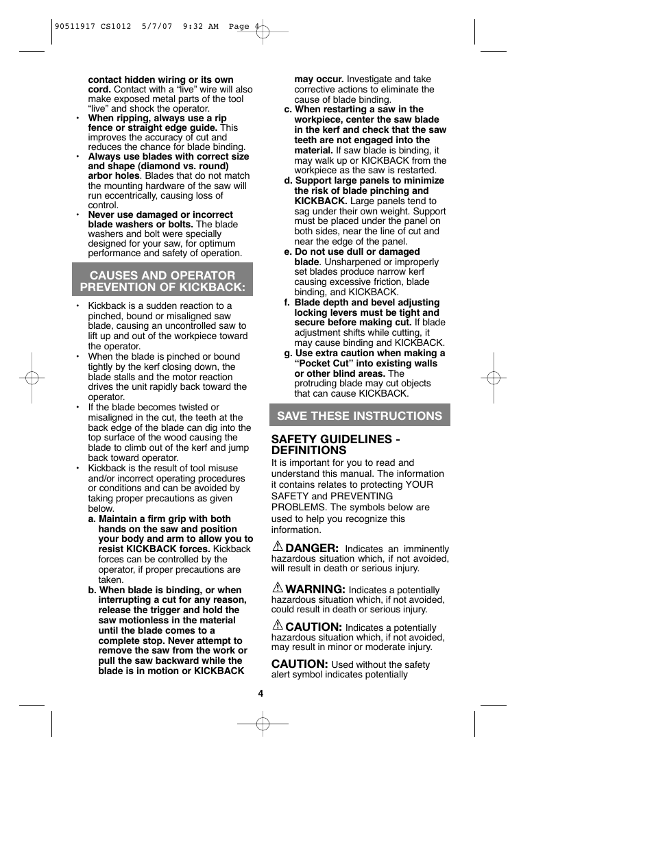 Black & Decker CS1012 User Manual | Page 4 / 32
