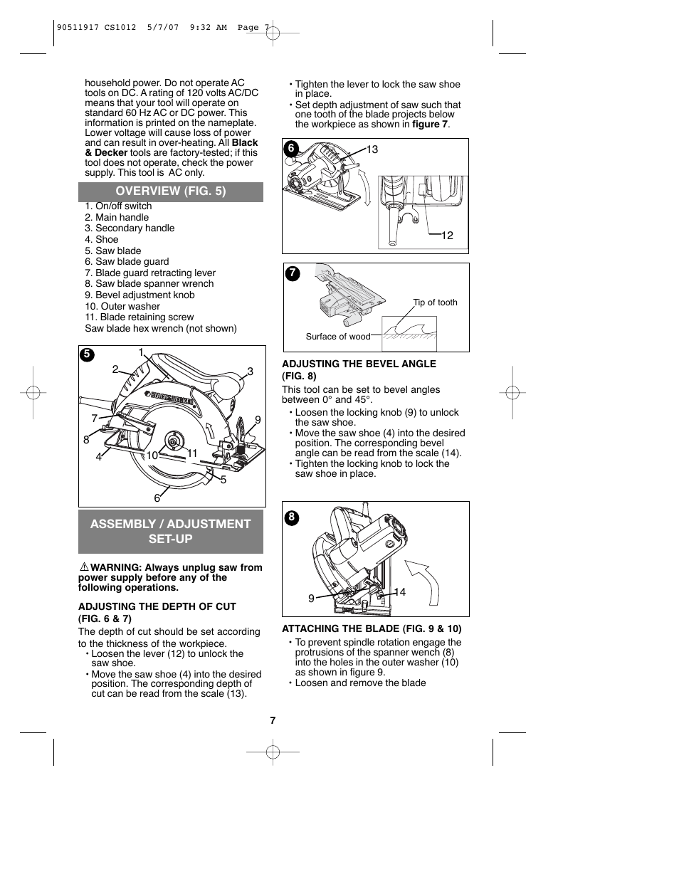 Black & Decker CS1012 User Manual | Page 7 / 32