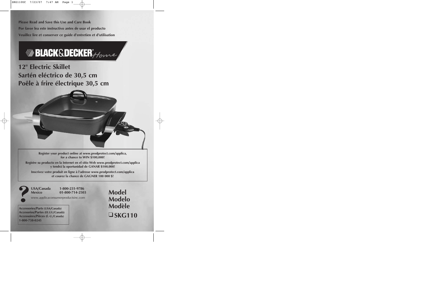Black & Decker SKG110 User Manual | 21 pages