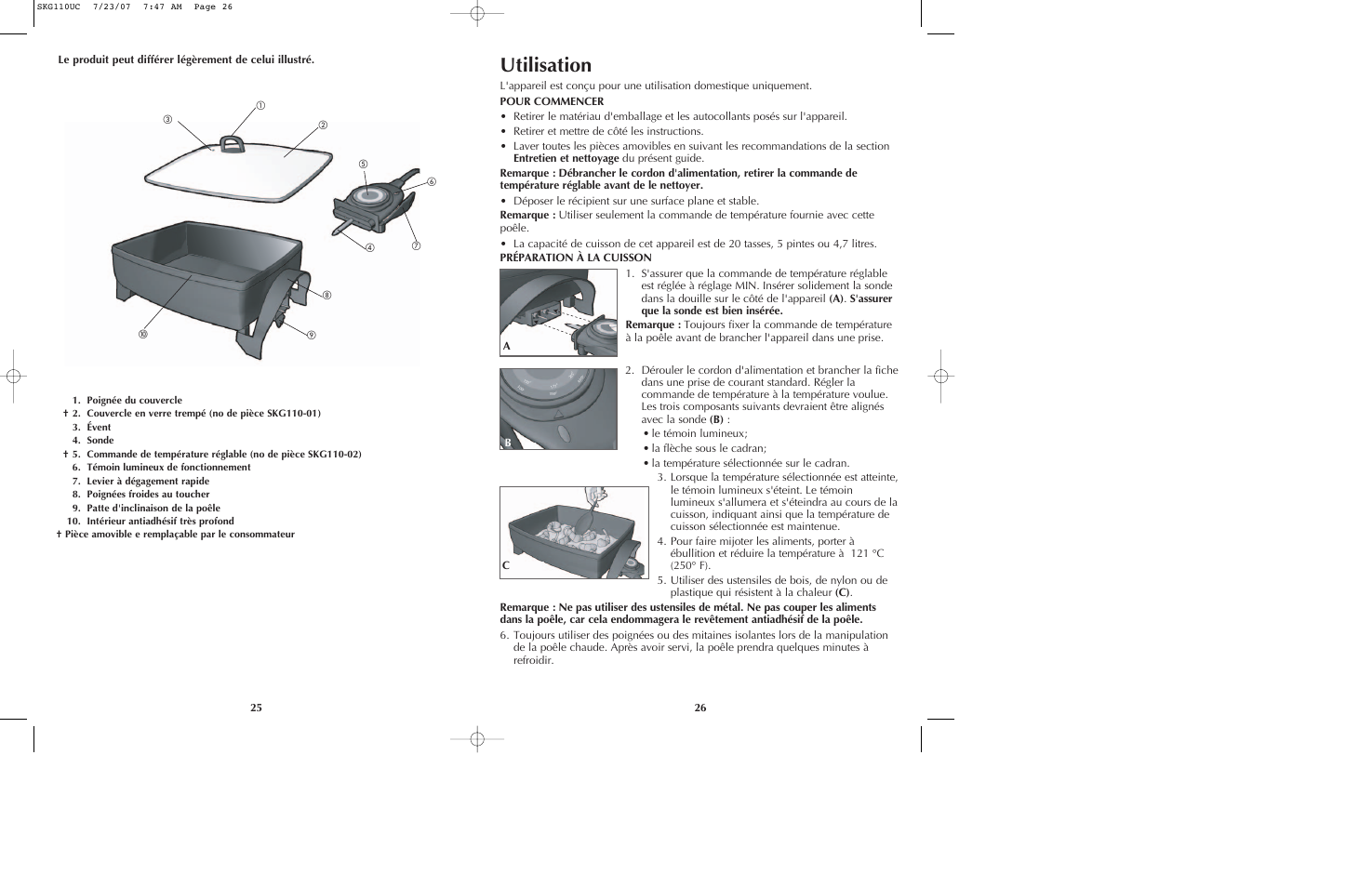 Utilisation | Black & Decker SKG110 User Manual | Page 14 / 21