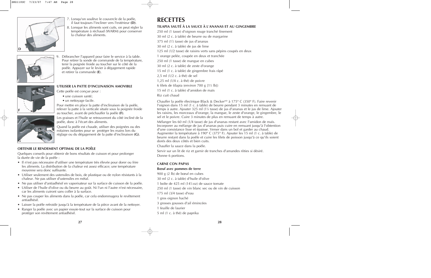 Recettes | Black & Decker SKG110 User Manual | Page 15 / 21