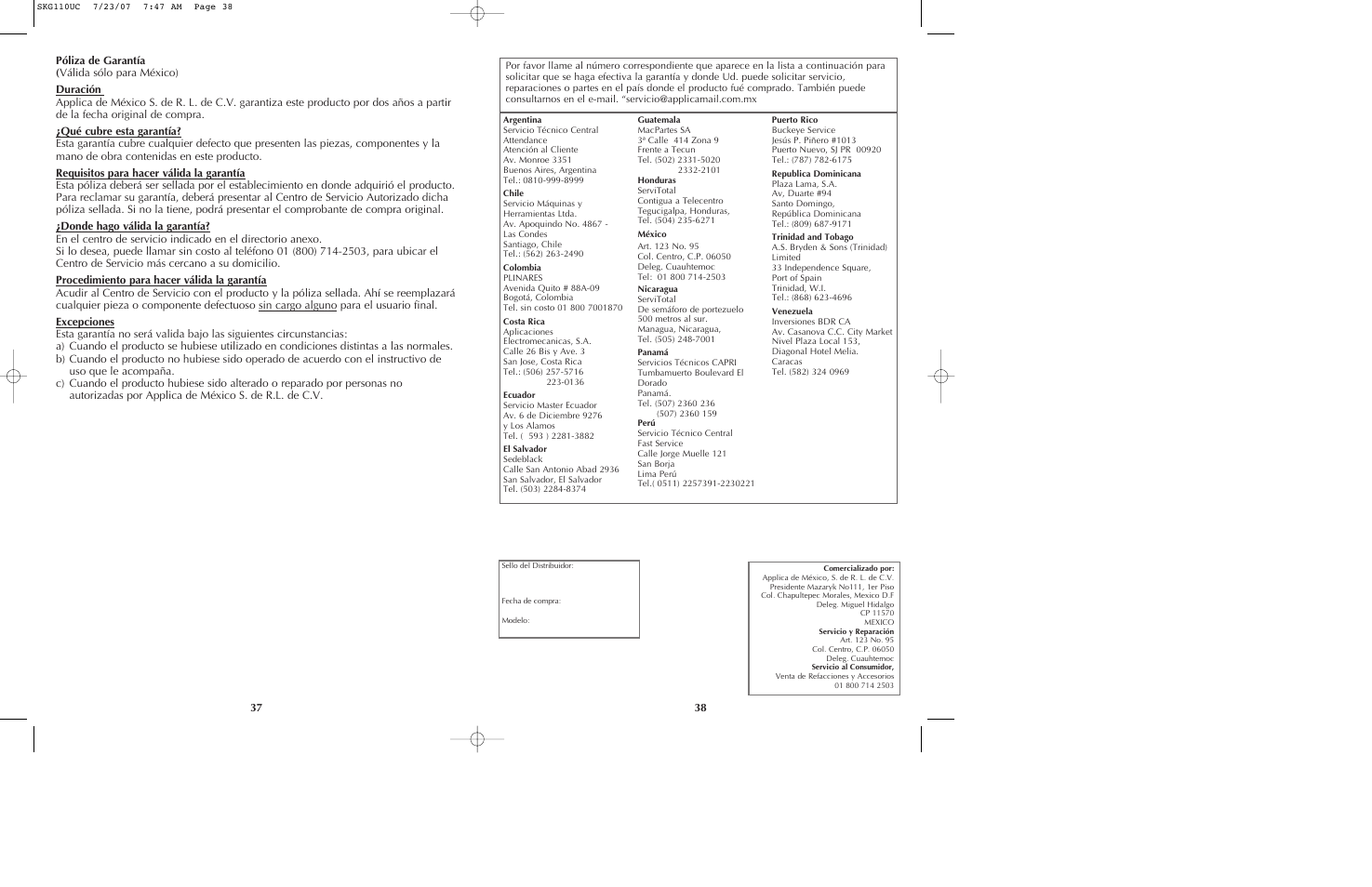 Black & Decker SKG110 User Manual | Page 20 / 21