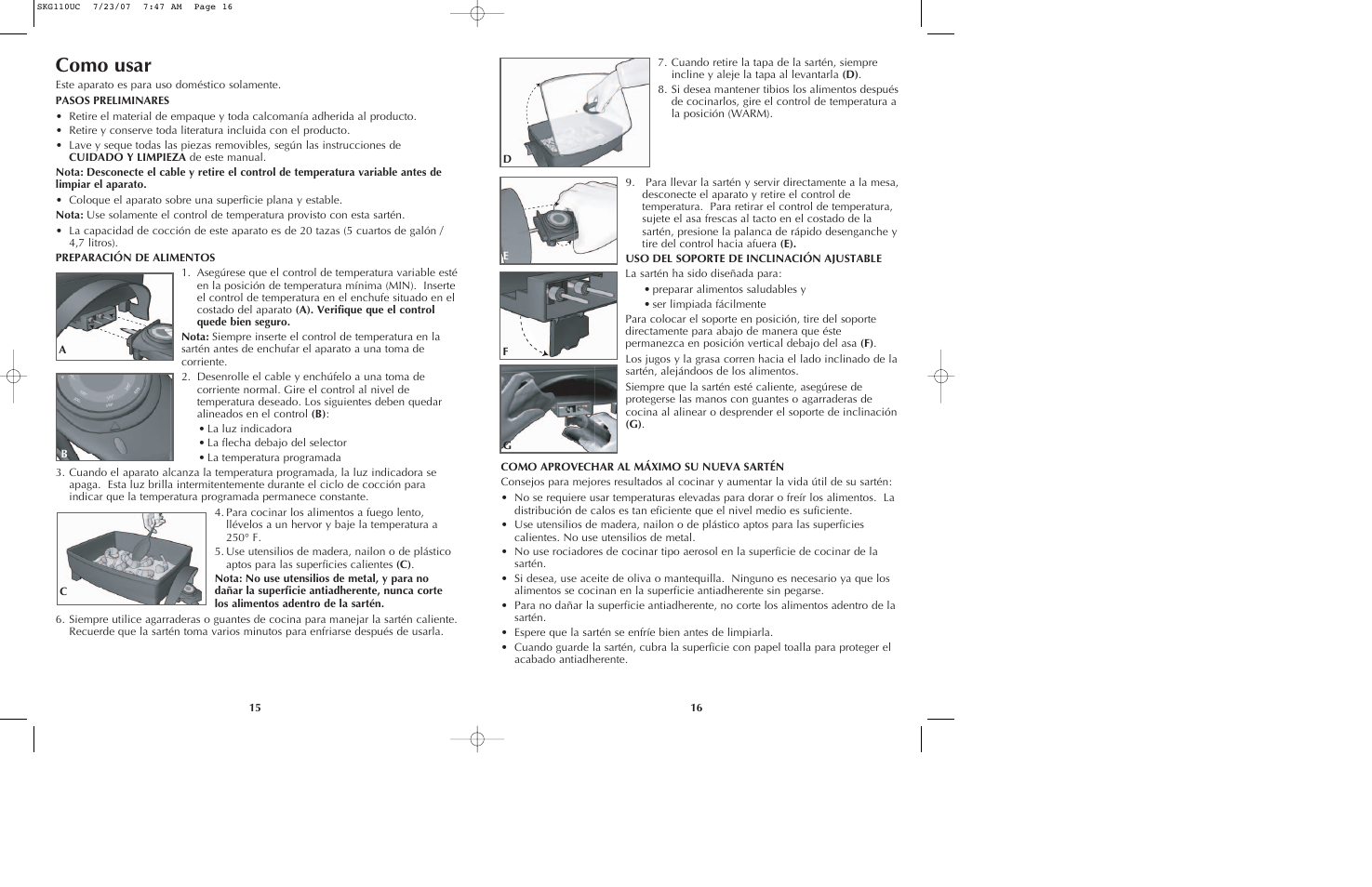 Como usar | Black & Decker SKG110 User Manual | Page 9 / 21