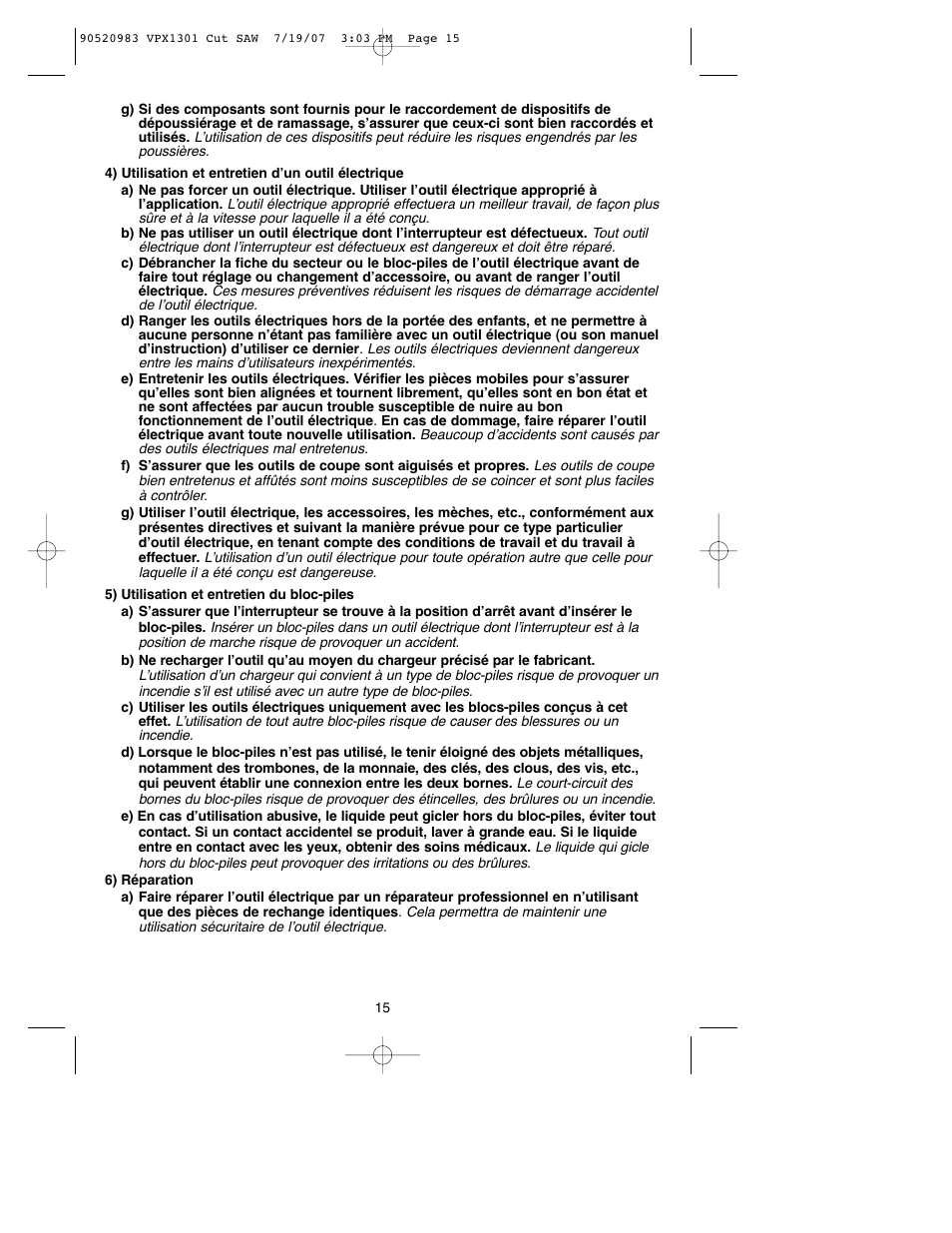 Black & Decker 1 VPX VPX1301 User Manual | Page 15 / 38