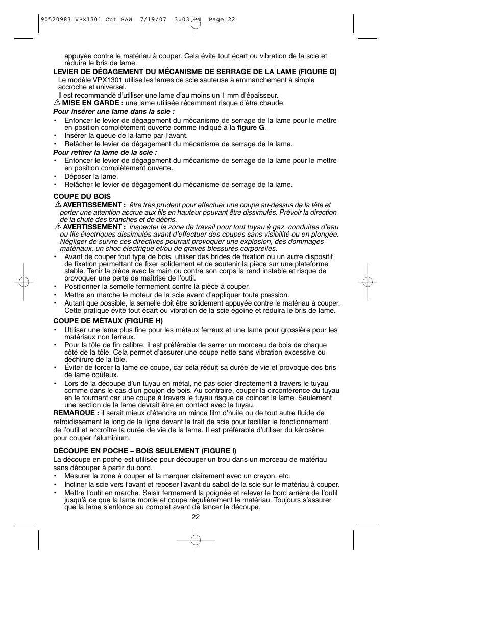 Black & Decker 1 VPX VPX1301 User Manual | Page 22 / 38
