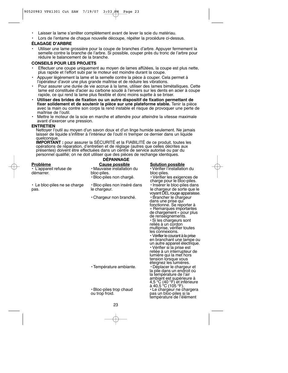 Black & Decker 1 VPX VPX1301 User Manual | Page 23 / 38