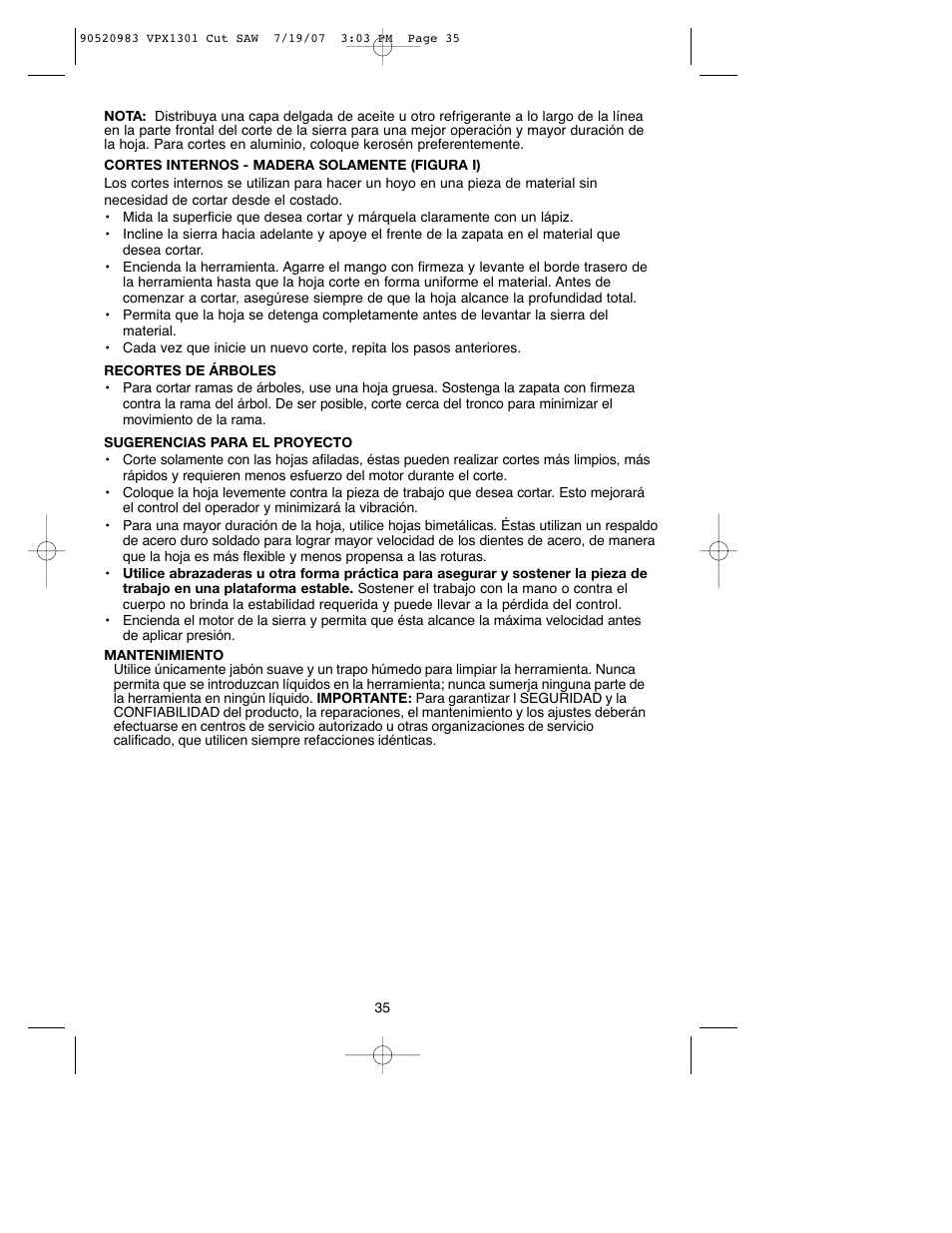 Black & Decker 1 VPX VPX1301 User Manual | Page 35 / 38
