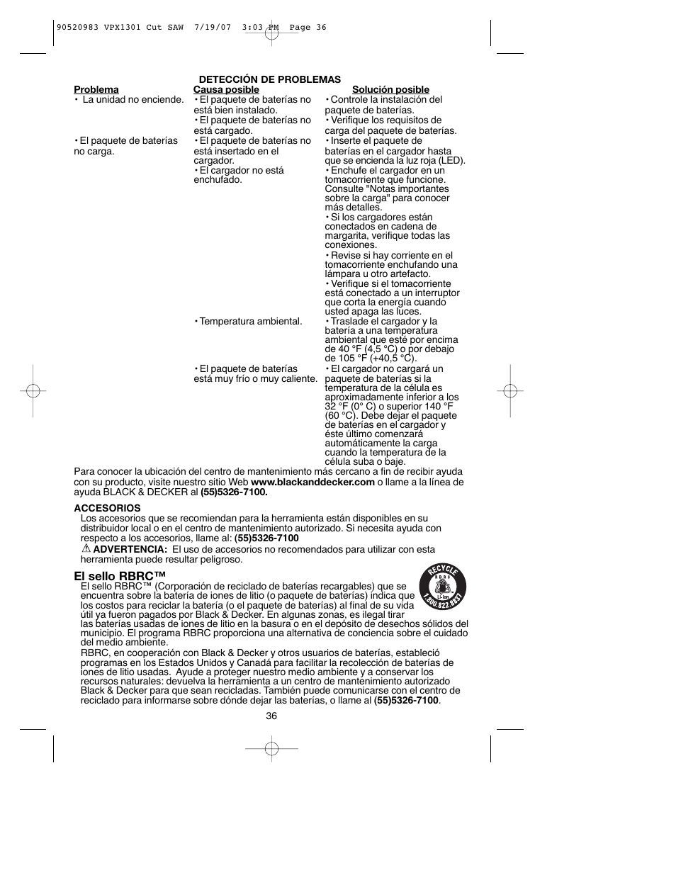 Black & Decker 1 VPX VPX1301 User Manual | Page 36 / 38