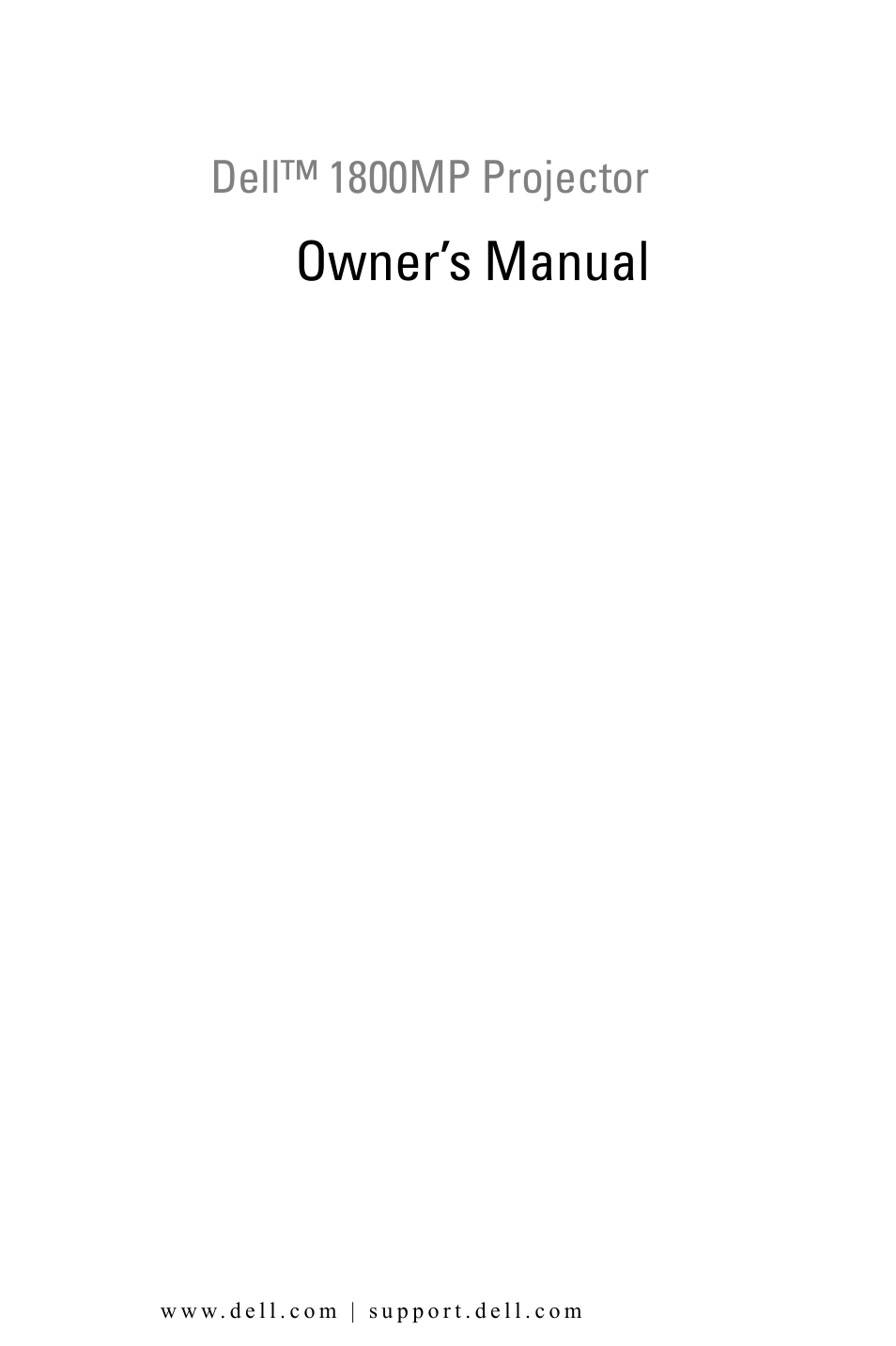 Dell 1800MP Projector User Manual | 1096 pages