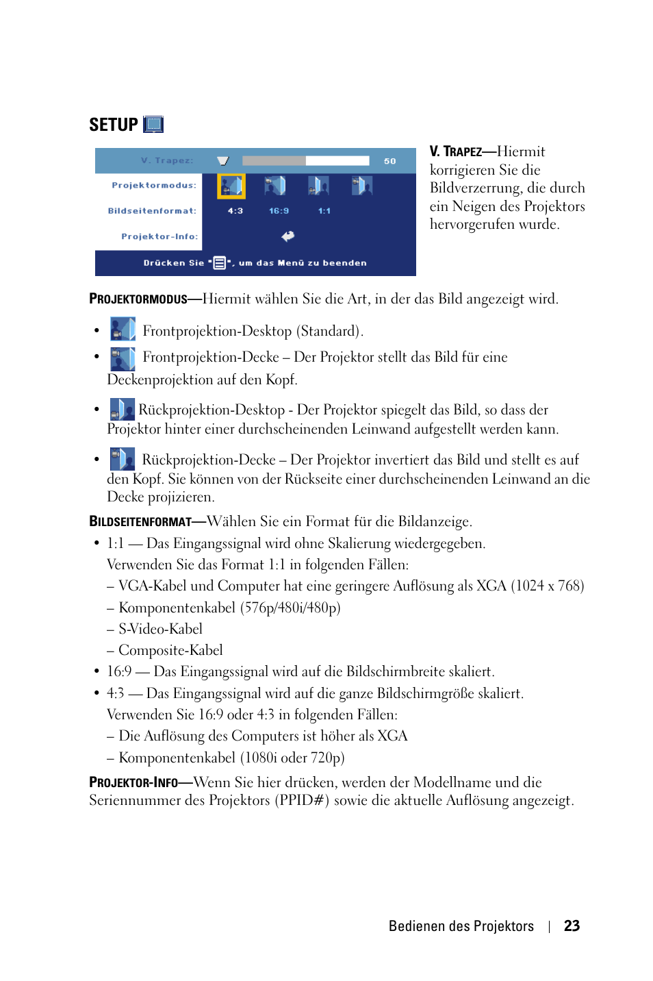 Setup | Dell 1800MP Projector User Manual | Page 101 / 1096
