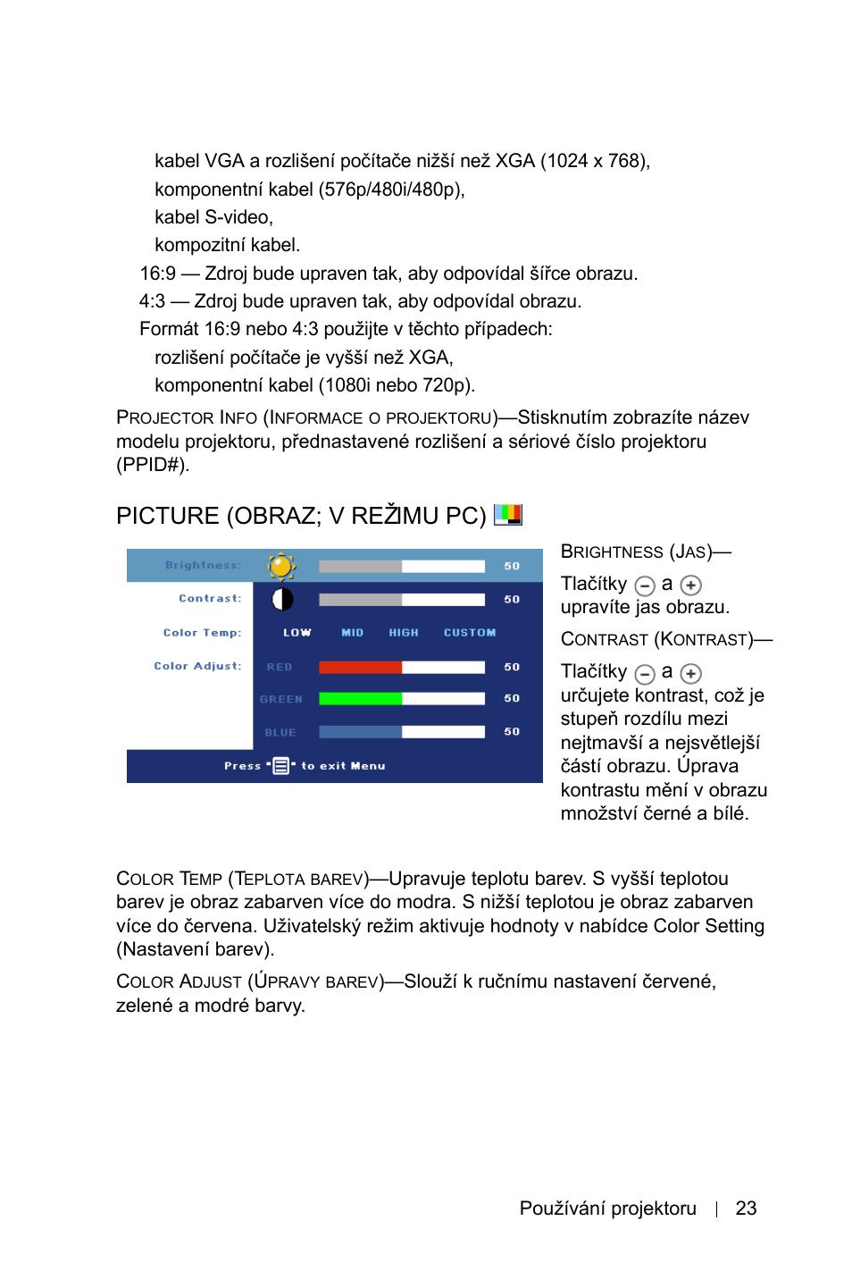 Picture (obraz; v re˛imu pc), Picture (obraz; v režimu pc) | Dell 1800MP Projector User Manual | Page 1039 / 1096