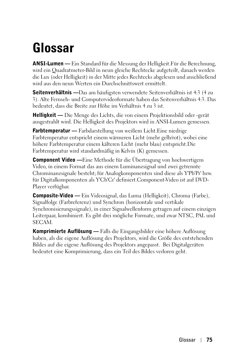 Glossar | Dell 1800MP Projector User Manual | Page 153 / 1096