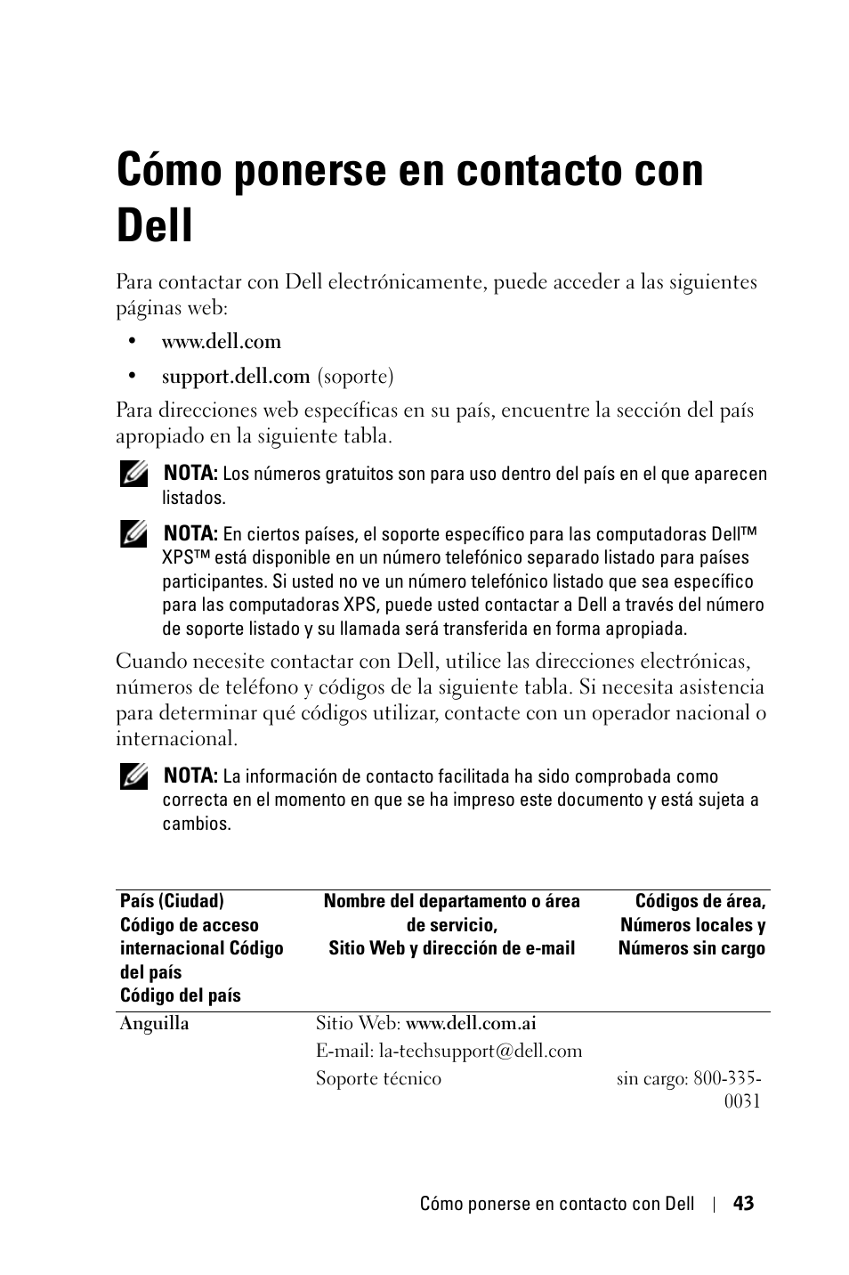 Cómo ponerse en contacto con dell | Dell 1800MP Projector User Manual | Page 279 / 1096