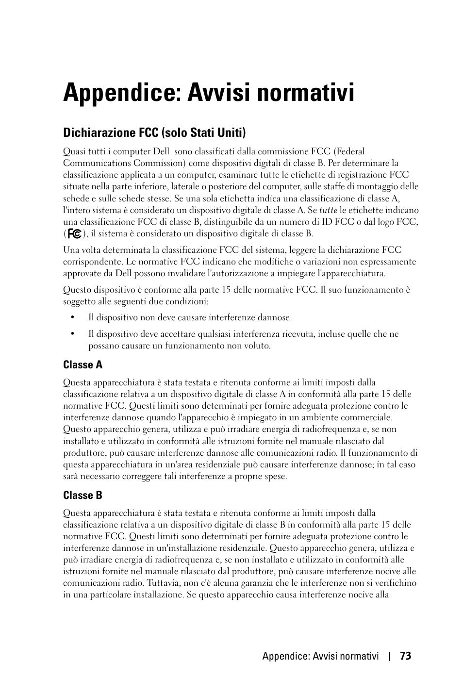 Appendice: avvisi normativi, Dichiarazione fcc (solo stati uniti) | Dell 1800MP Projector User Manual | Page 387 / 1096