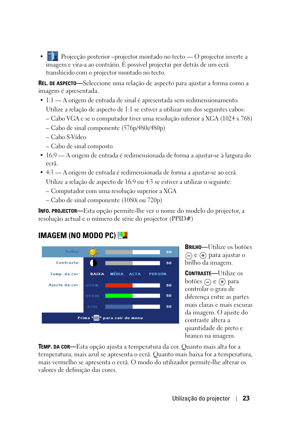 Imagem (no modo pc) | Dell 1800MP Projector User Manual | Page 571 / 1096
