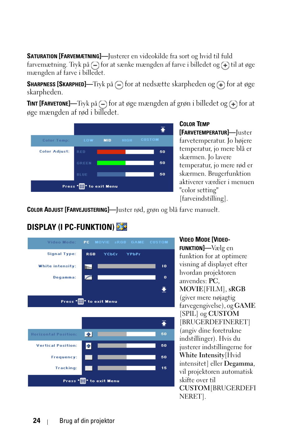 Display (i pc-funktion) | Dell 1800MP Projector User Manual | Page 648 / 1096