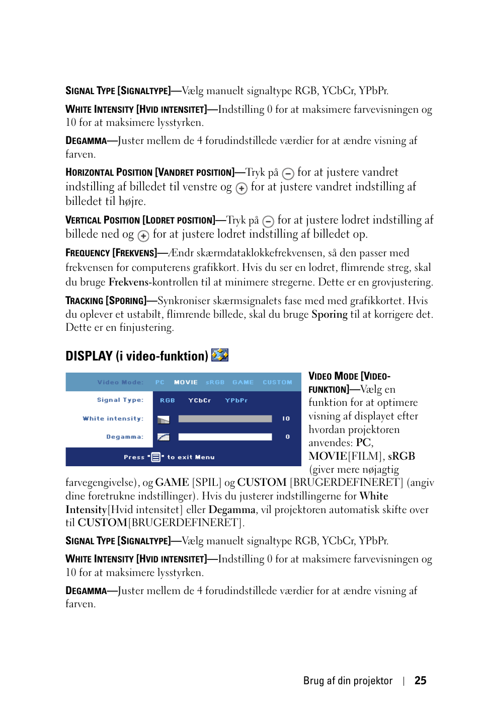 Display (i video-funktion) | Dell 1800MP Projector User Manual | Page 649 / 1096