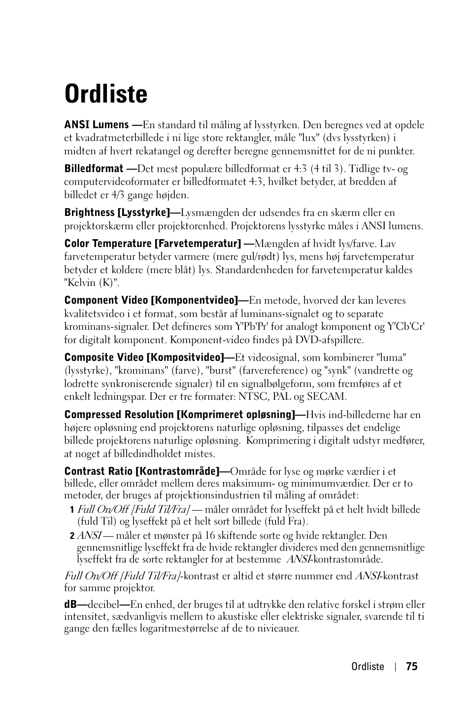 Ordliste | Dell 1800MP Projector User Manual | Page 695 / 1096