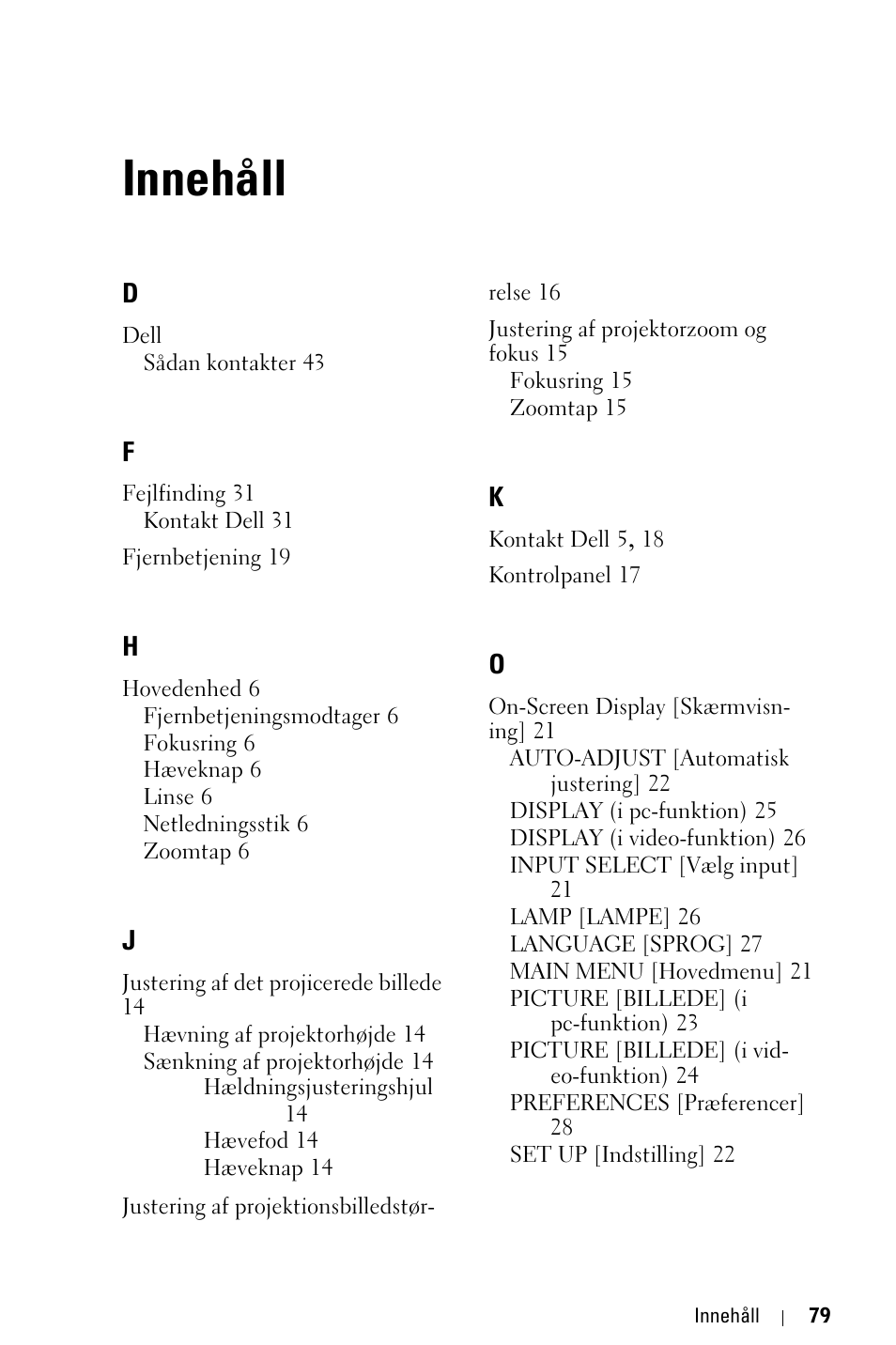Innehåll | Dell 1800MP Projector User Manual | Page 699 / 1096