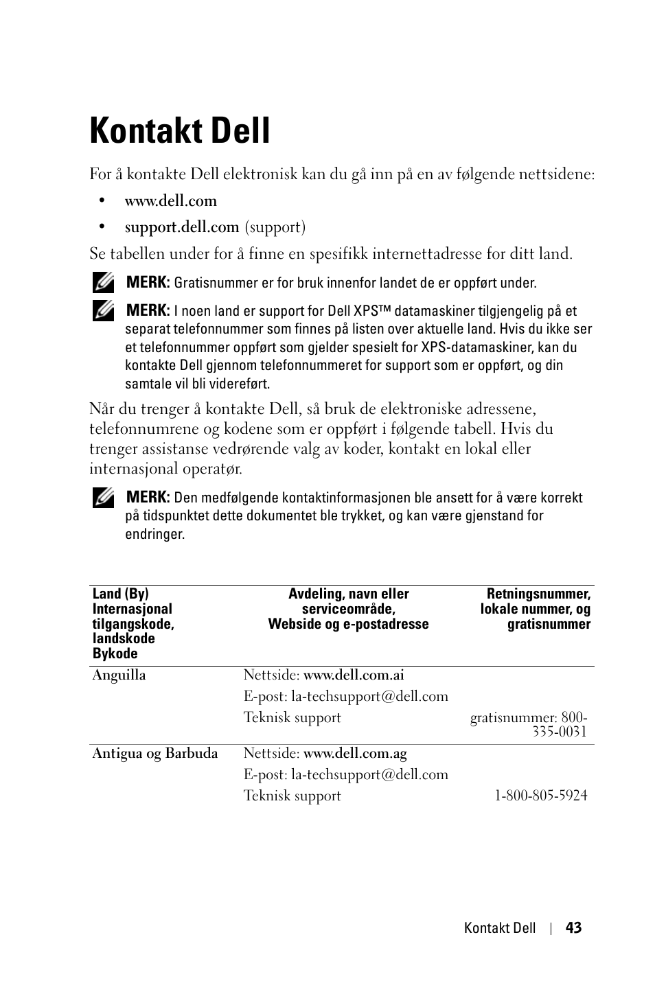 Kontakt dell | Dell 1800MP Projector User Manual | Page 821 / 1096