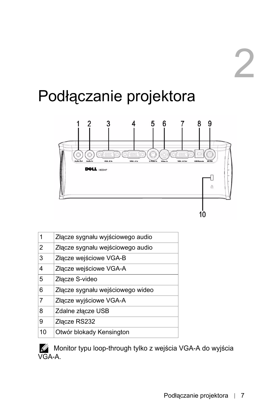 Pod¸¶czanie projektora, Podłączanie projektora | Dell 1800MP Projector User Manual | Page 937 / 1096