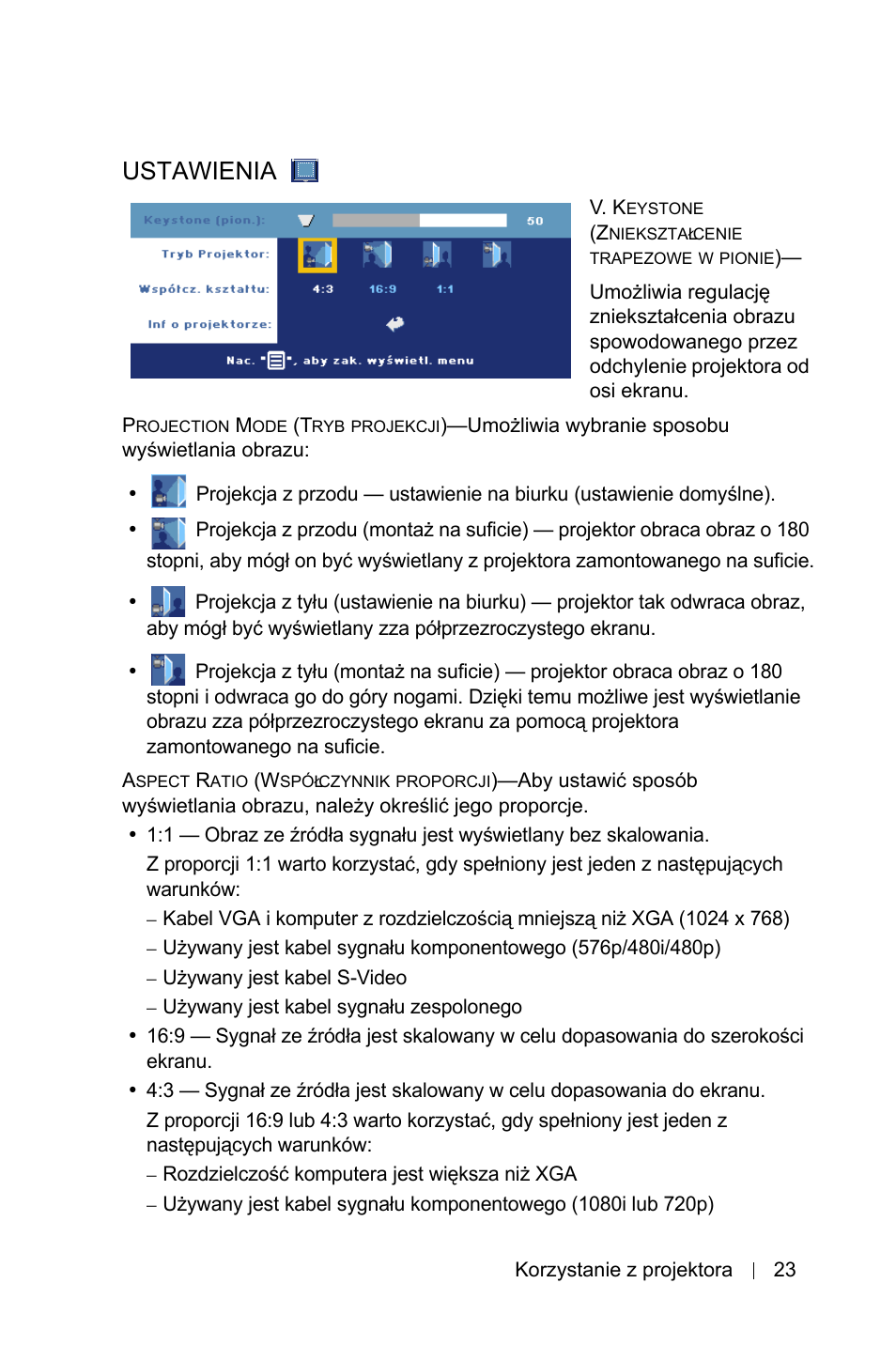 Ustawienia | Dell 1800MP Projector User Manual | Page 953 / 1096